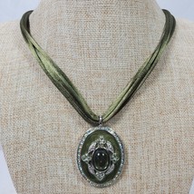 Vintage Necklace Classy Green Pendant (2 inch) 18 Inch Long Multi Rope - $14.50