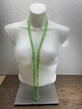 Vintage 1960&#39;s Green Multi Strand Sparkle Plastic Round Bead Necklace KG JD - $19.80