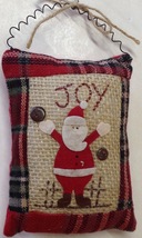 Gerson Christmas Ornament Plush Burlap Plaid Joy Santa Claus New w/Tags - £8.51 GBP