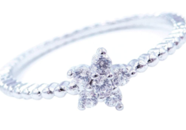 Gieschen Jewelers &#39;Anabella&#39; 14K White Gold-Plated  Dainty Cute Star CZ Ring - £15.62 GBP