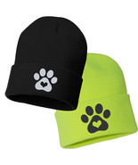 PAW w/ HEART Embroidered Cuffed Beanie Hat, Embroidered Gift, Winter Hat - $23.07 CAD