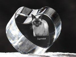 Siamese cat, crystal heart with cat, souvenir, decoration, limited edition - £45.55 GBP