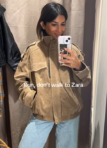 ZARA BNWT 2025. BROWN TAUPE SUEDE LEATHER JACKET BOMBER  4341/770/737 - $335.61