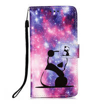 Anymob iPhone Case Flip Leather Purple Panda Painting with Wallet Card Slot - £21.16 GBP