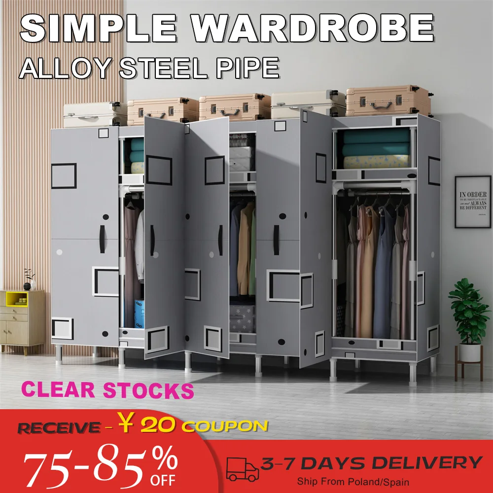 LEEGOHOME Wardrobes Closet Cloth Bedroom Furniture 85/125/166/207x45x170... - $37.30+