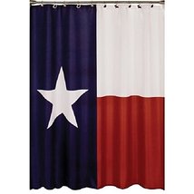 70&quot; x 72&quot; Texas Lone Star Flag Fabric Shower Curtain Hooks Included - £19.65 GBP