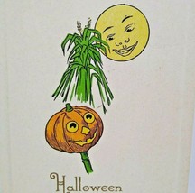 Halloween Postcard Full Smiling Moon JOL Pumpkin Vintage Gibson Fantasy Unused - £25.60 GBP