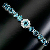 6.10Ct Round Cut London Blue Topaz Gold Plated 925 SilverWomen&#39;s Tennis Bracelet - £129.77 GBP