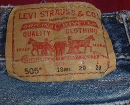 LEVI STRAUSS &amp; CO 505 BOYS LOW WAIST BLUE WASH JEANS STRAIGHT DENIM PANT... - $21.83