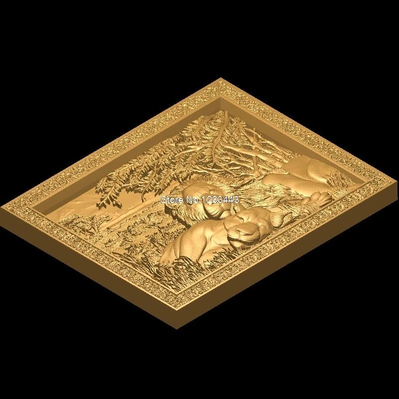 Panno_leons 3D model relief figure STL format The lion 3d model relief  ... - €77,72 EUR