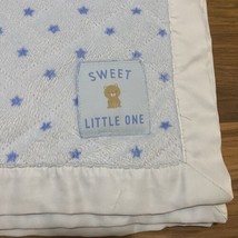 Child Of Mine Sweet Little One Bear Star Baby Blanket Blue Satin Trim Lovey - £16.52 GBP