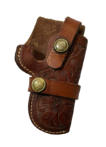 RH Holster HUNTER 5&quot;, Brown Tooled Leather Floral Design - €32,53 EUR
