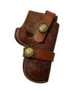 RH Holster HUNTER 5&quot;, Brown Tooled Leather Floral Design - $37.95