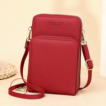 HOT 3 Layers Large Capacity Phone Pocket  Bag For Women Pu Leather Female Small  - £53.10 GBP