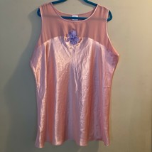 Cabernet Women Sleepwear XL Satin Chemise Sheer Yoke Iris  Embroidery - $23.76