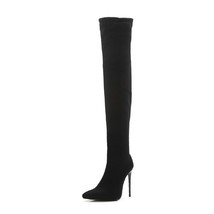 Black High Heels Over The Knee Boots Women Thigh High Boots Ladies Autumn Winter - £61.73 GBP