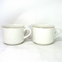 Pair of 2 Robert Stanley Home Collection White w/ Gold Trim 8oz Tea Coffee Cups - £7.95 GBP