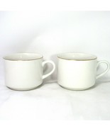 Pair of 2 Robert Stanley Home Collection White w/ Gold Trim 8oz Tea Coff... - $9.77