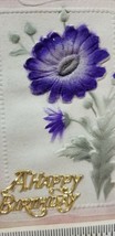 Antique Happy Birthday Postcard Embossed Flower &amp; Metal Words Mixed Corrington - £5.96 GBP
