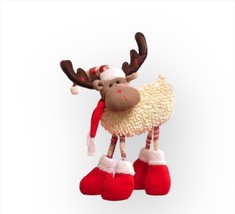 Reindeer Figurine 16" High Freestanding Wire Legs Soft Woolen Body Christmas image 1