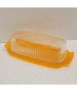 Vintage Retro Beacon Starburst Plastic Butter Dish Clear Cover Yellow Base - $866.11 MXN