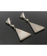 925 Sterling Silver - Vintage Shiny Triangle Linked Dangle Earrings - EG... - $900.66 MXN