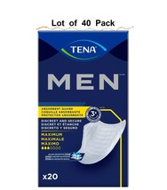 40 TENA Men Maximum Male Incontinent Pad Cup Shape 8&quot; Bladder Control Pa... - £27.30 GBP