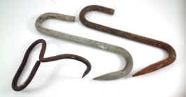 Vintage Lot of 3 Hay, Log, Block Ice Hooks Metal Primitive Tools - £6.33 GBP