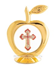 Gold Plated Brass Apple Shape Jesus Symbol Car Dashboard God  ( Pack of 2 ). - £40.18 GBP