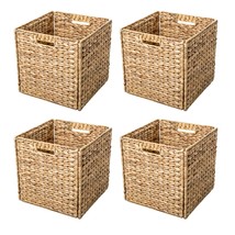 Trademark Innovations Foldable Hyacinth Storage Baskets with Iron Wire Frame (Se - £84.13 GBP