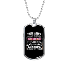 Fishing Calling Grandpa Necklace Stainless Steel or 18k Gold Dog Tag 24&quot; Chain - £37.06 GBP+