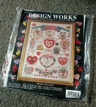 NOS Design Works Heart Collage Button Beaded Kathy Orr Counted Cross Sti... - $40.21