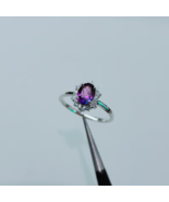 925 sterling silver  lab created Amethyst ring, blue and purple Amethyst... - £38.23 GBP