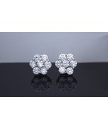 14K White Gold Created Solitaire Diamond Cluster Push Back Stud Earrings... - $148.11