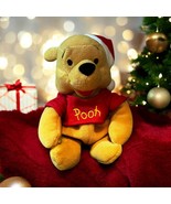 Walt Disney Winnie The Pooh Bear With Santa Hat Plush Toy - Holiday Chri... - $10.87 CAD