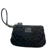 Coach Wristlet Womens Signature Monogram Fabric Zip Closure Black Gray/G... - $40.60 CAD