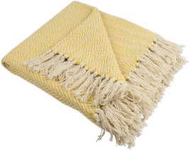 Dii Chevron Throw Collection Handloomed Cotton, 50X60, Marigold - $624.93 MXN