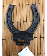 RUSTIC HORSESHOE WALL MOUNT BOTTLE OPENER BEER SODA CAST IRON - $12.86