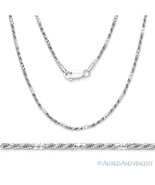.925 Sterling Silver Rhodium Plated 1.5mm Bead &amp; Twist Rope Chain Link N... - $46.32+