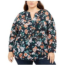 $90 Tommy Hilfiger Womens Navy Floral Long Sleeve V Neck T-Shirt Top Size 1X - £13.41 GBP