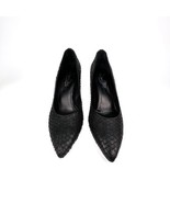 Joan Oloff Women Deborah Sz 39 Black Leather Pump Heel Snakeskin Look It... - $91.06