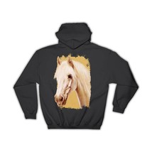 White Horse Face : Gift Hoodie Classic Drawing Art Artistic Paint Farm Animal - £28.31 GBP