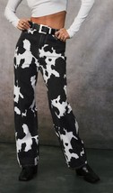 NWT Cow Print Black White Country Western High Rise Jeans XS 0 2 - £40.83 GBP