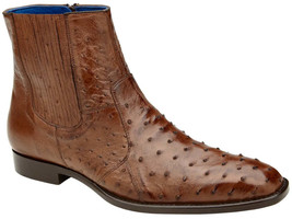 Belvedere Men&#39;s Genuine Ostrich Quill Chelsea Boot Roger Ant. Brandy R55 - £508.58 GBP