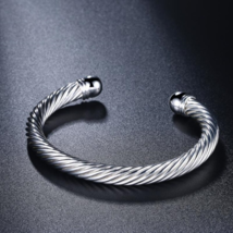 Thick Twisted Open Bangle Bracelet Silver - £11.15 GBP