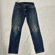 Levi’s 511 Jeans Men Actual 30x 28 Ripped Knee Medium Wash Blue Denim Pants - £9.50 GBP