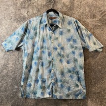 Tori Richard Hawaiian Shirt Mens Large Blue Cotton Lawn USA Made Summer Light - £16.30 GBP