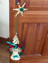 Handmade Straw or Red Star Christmas Tree &amp; Bell Wall Holiday Decoration – - £8.85 GBP