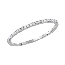 10kt White Gold Womens Round Diamond Timeless Stackable Band Ring 1/8 Cttw - £236.20 GBP