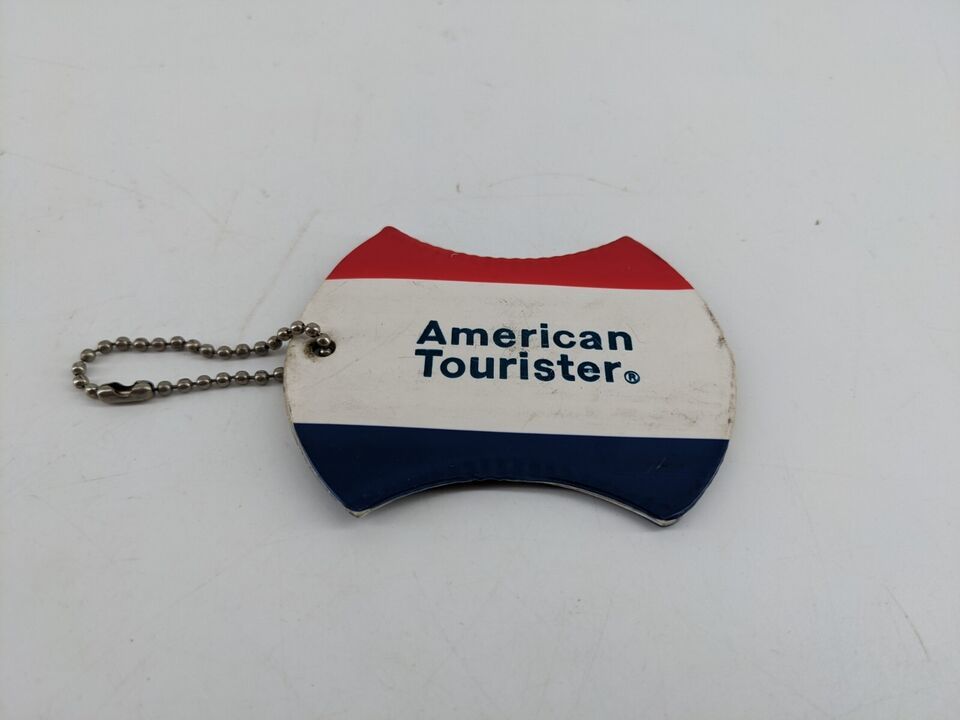 AMERICAN TOURISTER Vintage 1970s Retro Travel Luggage Hang Tag Red White Blue - $5.99